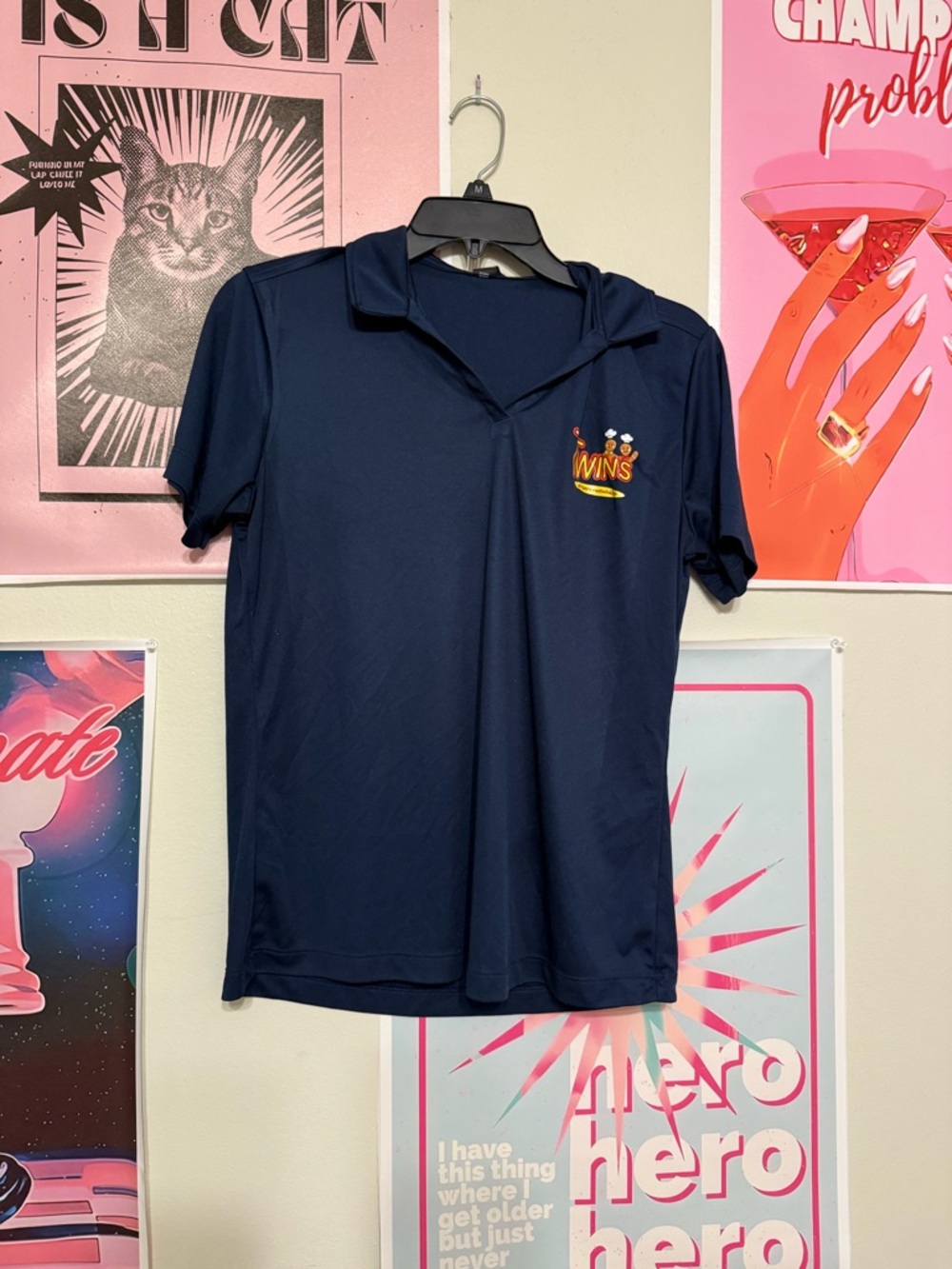 Navy Polo with Colorful 'TWINS' Chest Logo